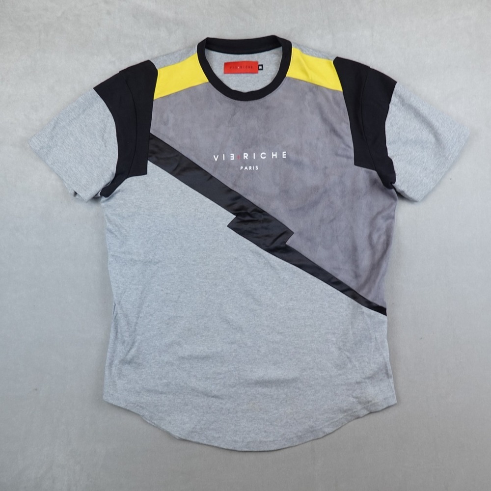 Vie Riche Paris T Shirt Gray Thunder Multi Short Sleeve Mens XXL Drop Cut